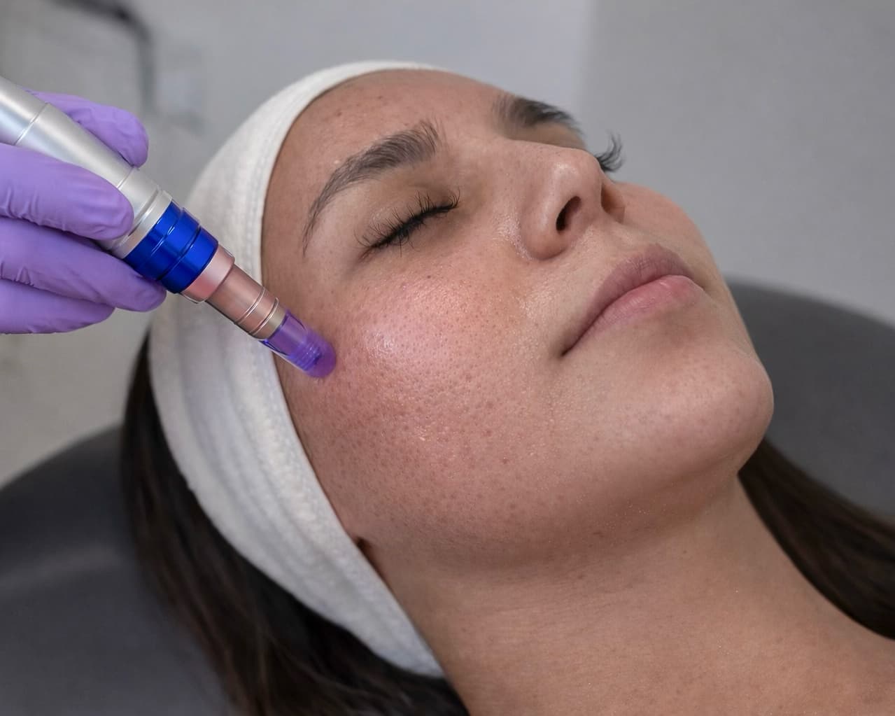 Microneedling Skin Renewal with PDRN – Premium microneedling skin renewal with a booster combining Polydeoxyribonucleotide (PDRN 2.0 mg/ml), Hyaluronic Acid (15 mg/ml), and Niacinamide (25 mg/ml) to support hydration, recovery, and tone refinement.